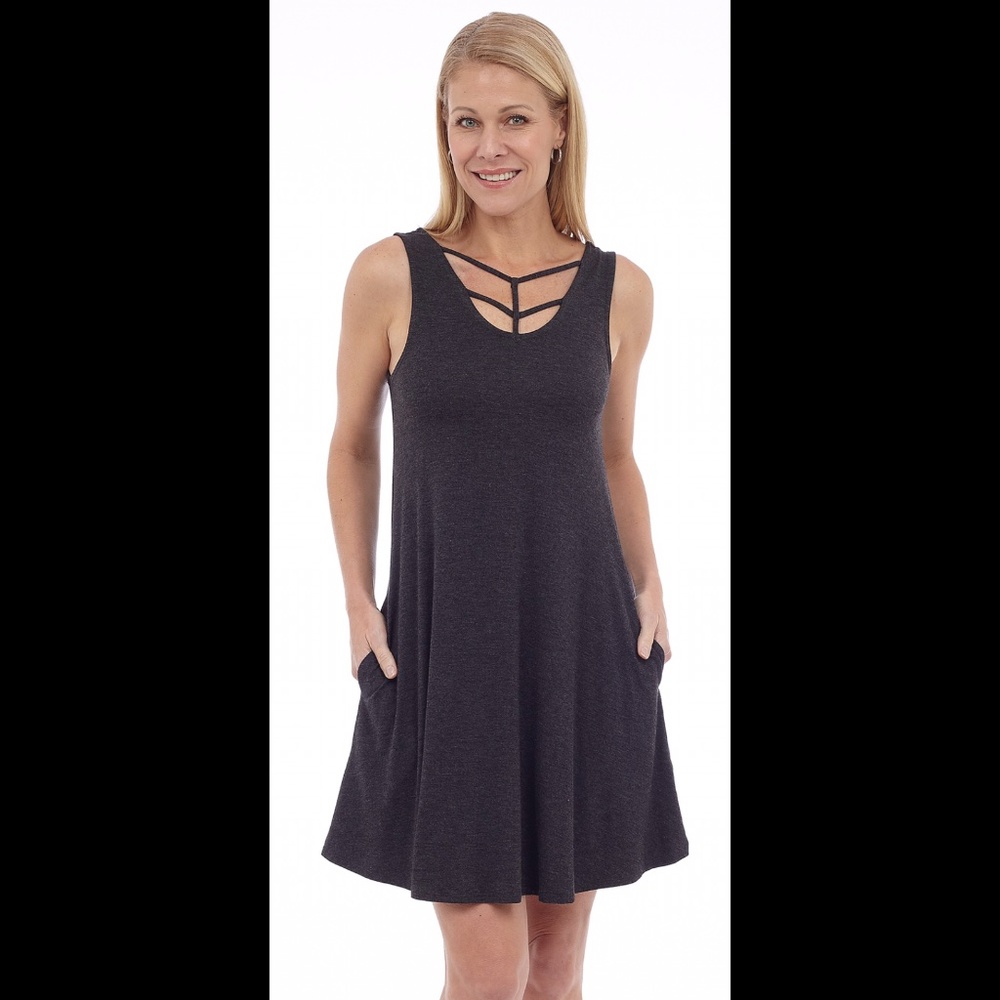 🌟 Charcoal Sleeveless Dress w/Pockets